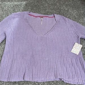 NWT Free People knit purple sweater with flare sleeves